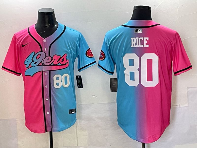 Men 2025 San Francisco 49ers #80 Rice Pink Blue Nike Limited NFL Jersey 02->san francisco 49ers->NFL Jersey
